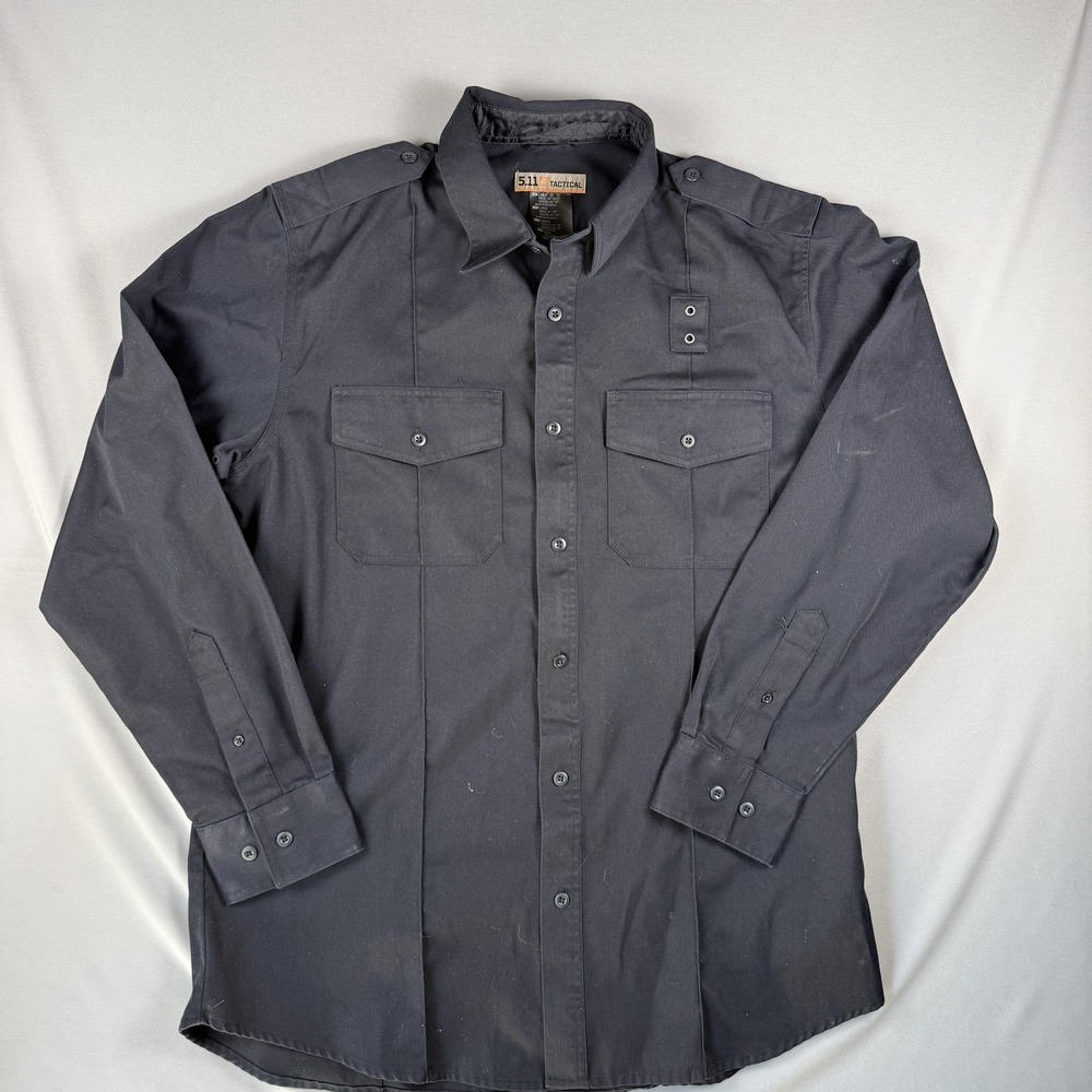 5.11 Tactical Shirt Mens Large Blue Twill Long Sleeve Uniform Button Up Workwear